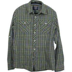 Urban  Men's Green / Blue / White Plaid Button